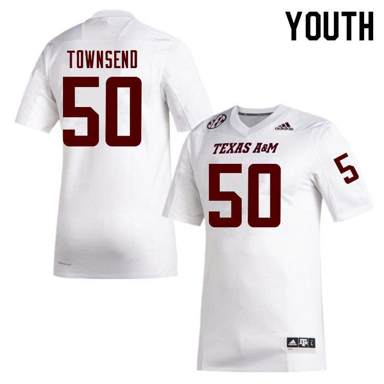 Youth #50 Garrett Townsend Texas A&M Aggies College Football Jerseys Sale-White